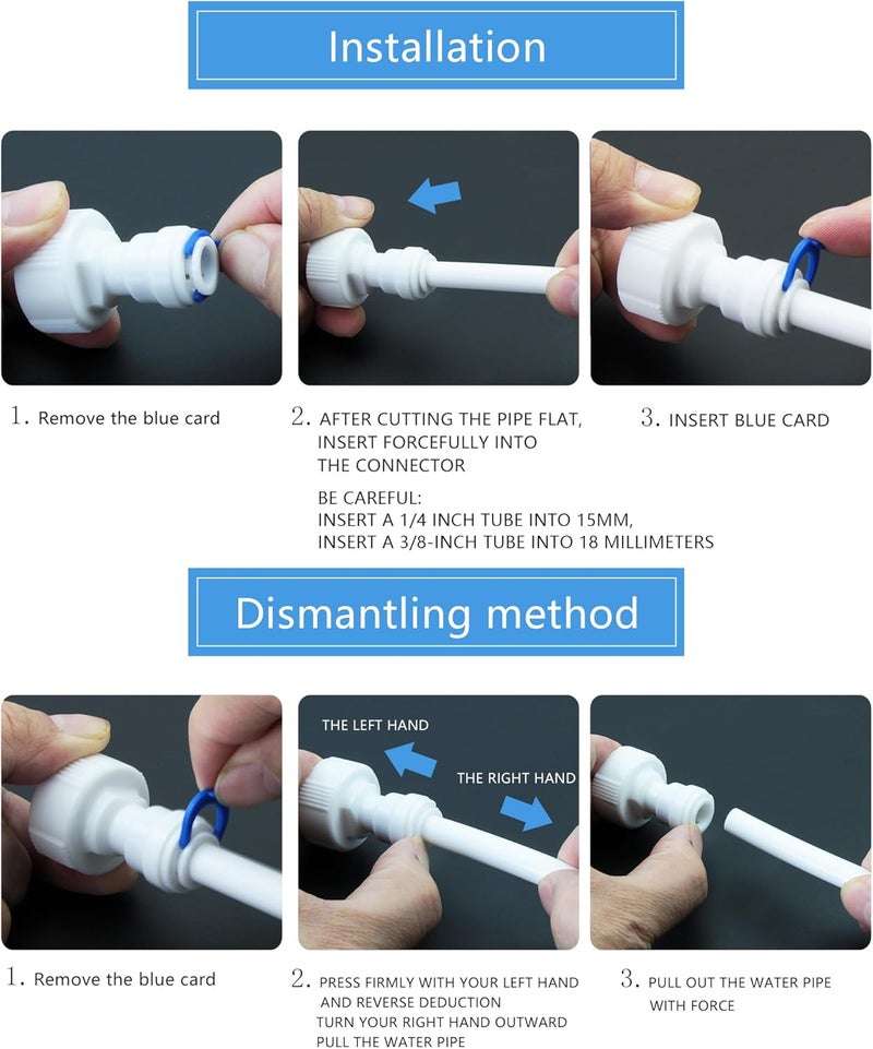 AimatRun 3/4 "internal screw straight through to 1/4" outer diameter push in quick connect, reverse osmosis water filter hose double joint, pre purifier, water purifier, FNPT internal thread plastic adapter - Image 5